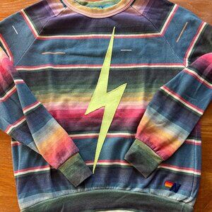 Aviator multi colored Bolt Pullover sweatshirt, SIZE SMALL